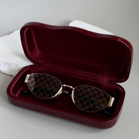 NWT Gucci GG1853S-003 Gold Brown 55mm Sunglasses
